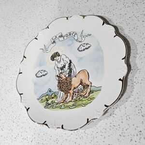 Anthropologie White Gold-Trimmed Tarot Plate 'La Force'